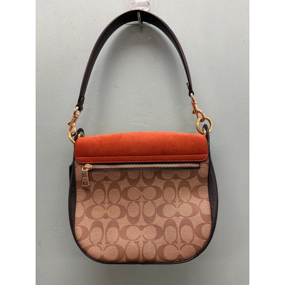 Coach Kleo Shoulder Bag 23 Signature Canvas in Brown and Orange - Picture 2 of 9